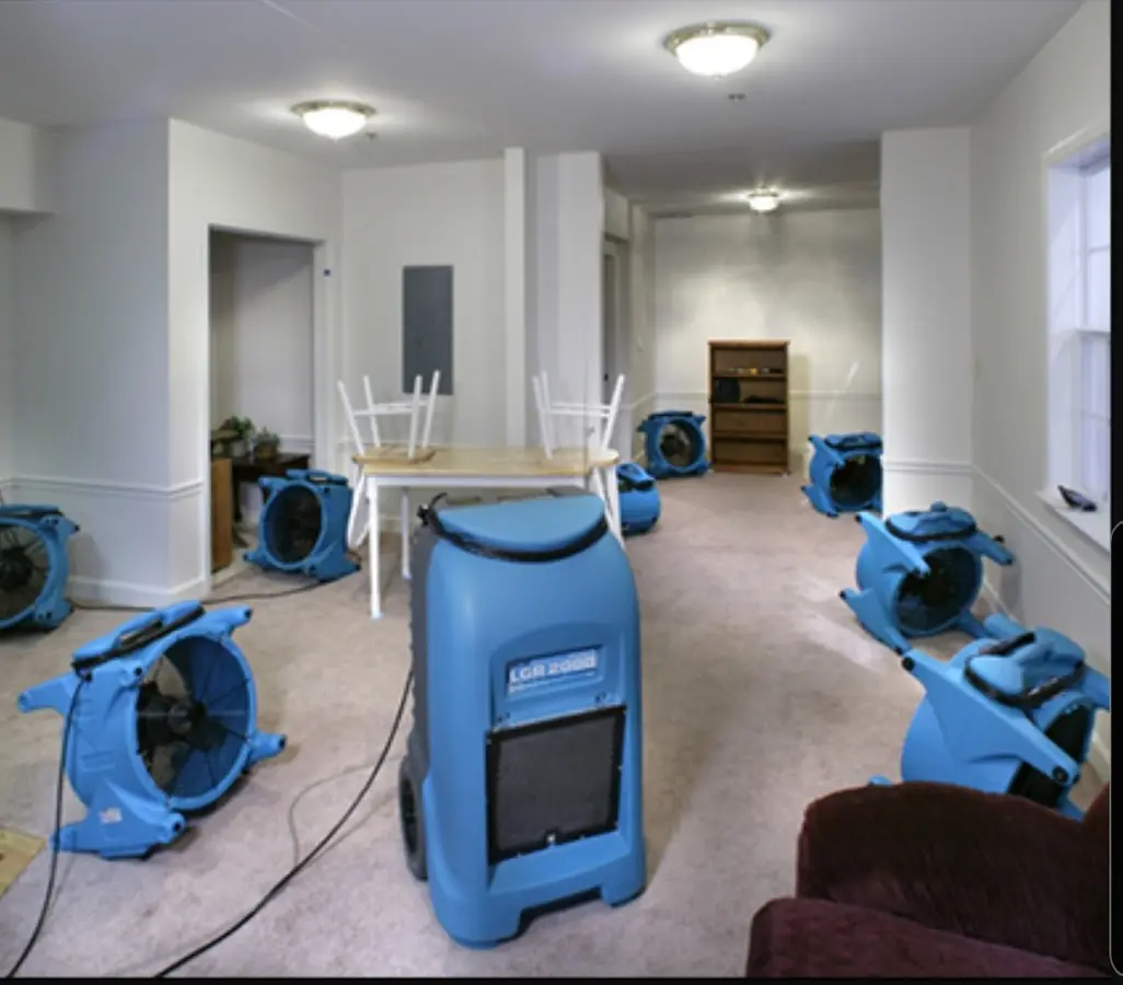 Air movers and dehumidifier setup for Water Extraction & Removal in Shelton